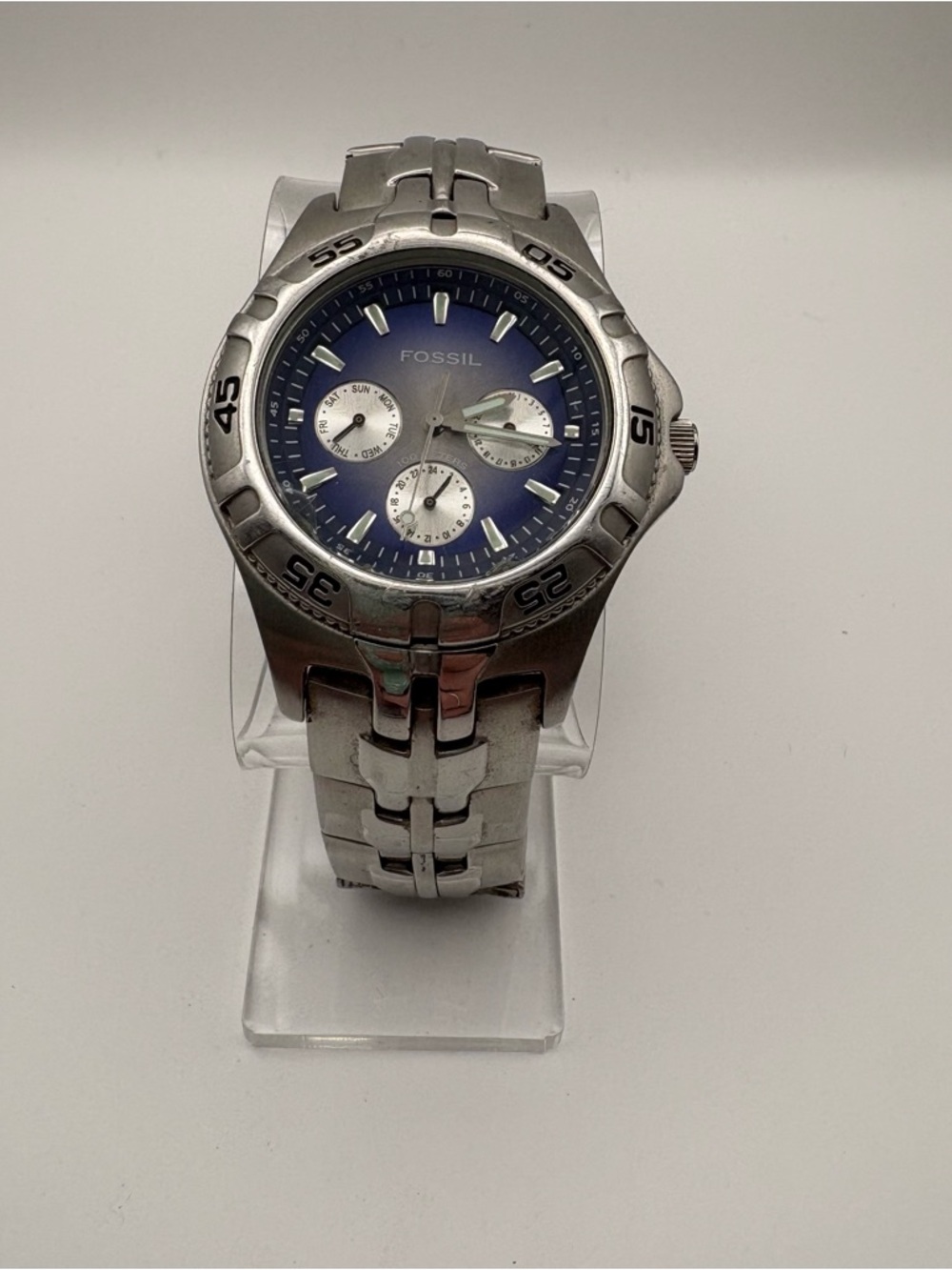 Fossil Blue Men’s BQ9177 Blue Analog Dial Day/Date Sub-Dials